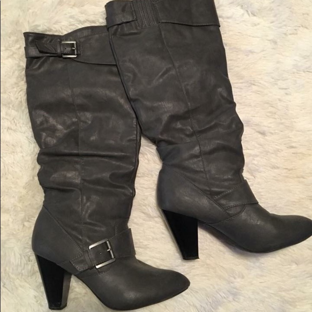 Gray High Heel Boots